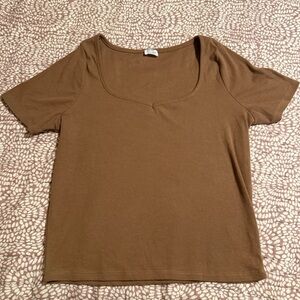 Cotton On Brown Short Sleeve Scoop Neck Top